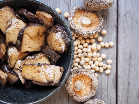 Tofu with shiitake mushroomの写真素材