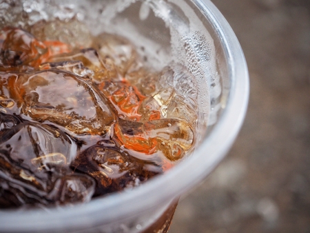Cola with ice cubesの写真素材