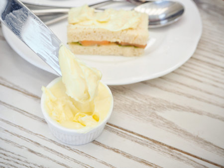 Butter with smoked salmon sandwiches