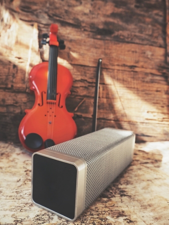 Bluetooth speaker with violinの写真素材