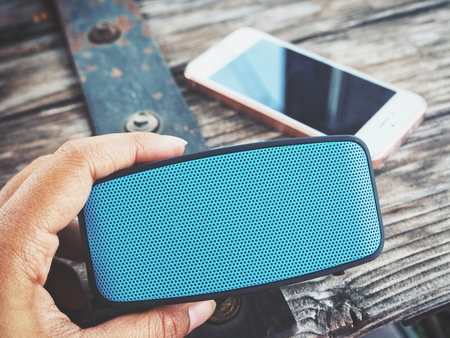 wireless speaker with smart phoneの写真素材