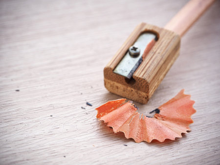 Pencils with sharpenerの写真素材