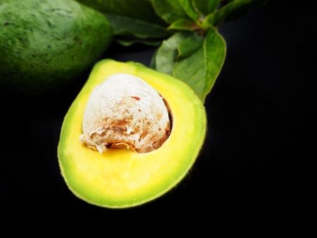 Avocado on black backgroundの写真素材