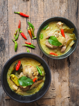 Green curry chicken Thai foodの写真素材