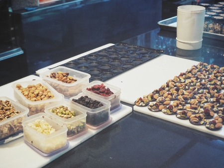 Chocolate with nutsの写真素材