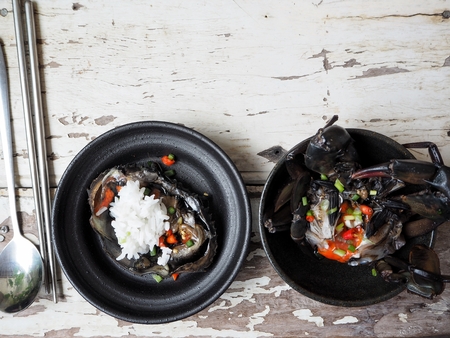 Soy sauce marinated crab Korean foodの写真素材