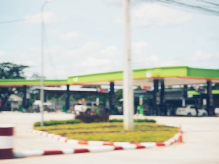 Blurred of gas stationの写真素材
