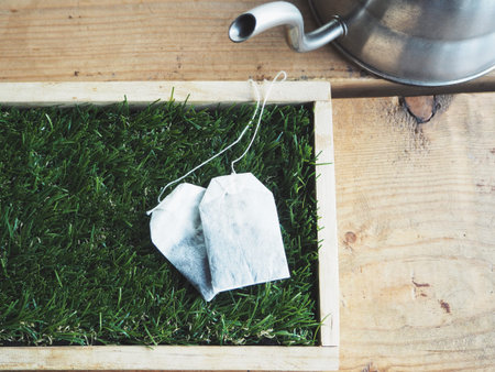 Tea bag with potの写真素材