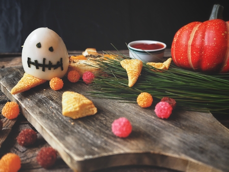 Halloween ghost eggの写真素材