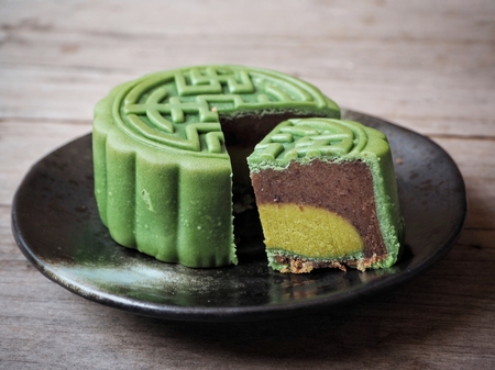 Green tea festival moon cakeの写真素材