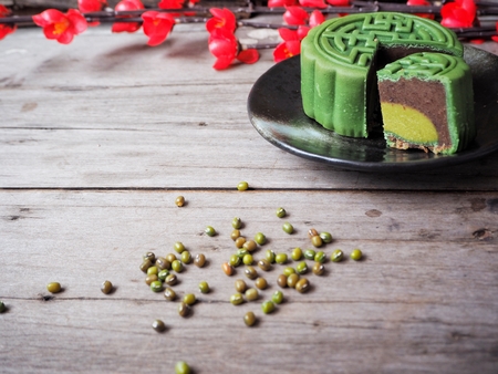 Green tea festival moon cakeの写真素材