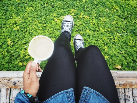 Woman drinking coffeeの写真素材