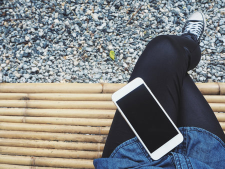 Woman using smart phoneの写真素材