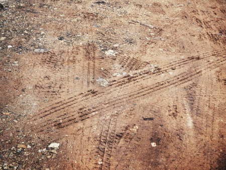 Wheel tracks on the soil