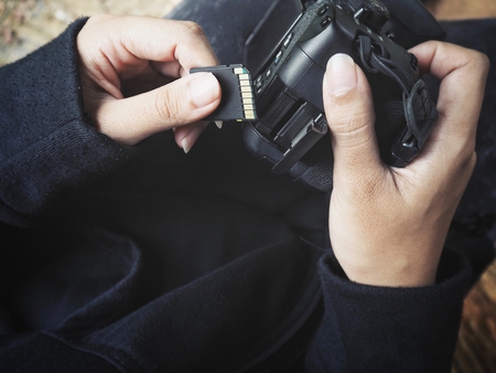 SD Card with cameraの写真素材