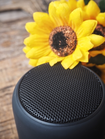 Bluetooth speaker with flowersの写真素材
