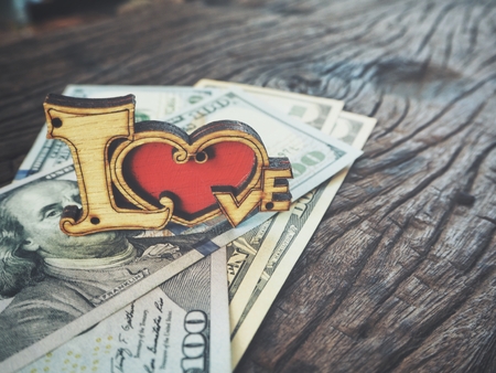 Dollar with alphabet loveの写真素材