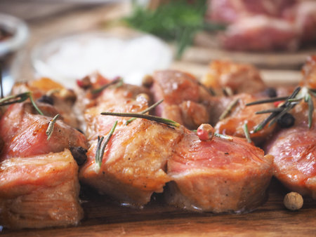 Close up of steak on cutting board