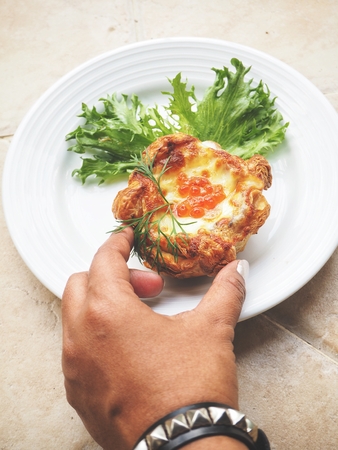 Salmon puff pastryの写真素材