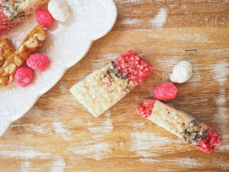 Sugar bar with sesame and peanut chinese dessertの写真素材