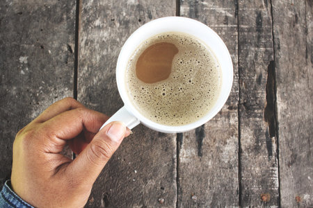 Woman drinking coffee cup