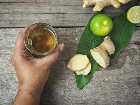 Ginger drink on hand