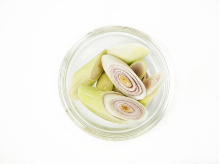 Lemon grass herb isolated white backgroundの写真素材