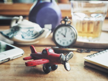 Accessories of airplane toy travel conceptの写真素材