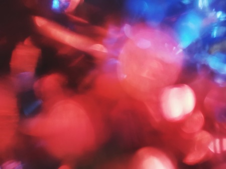 Bokeh of blue red and white  background or textureの写真素材