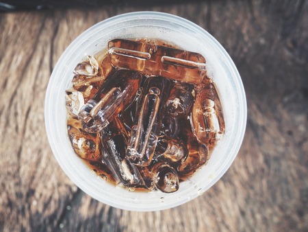 Cola drink with ice cubesの写真素材