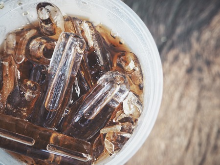 Cola drink with ice cubesの写真素材
