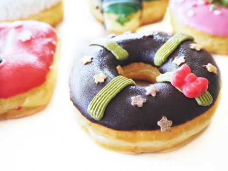 Donut christmas isolated white backgroundの写真素材