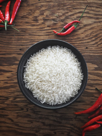 Rice grain and red chili