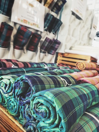 Scottish plaid fabricの写真素材
