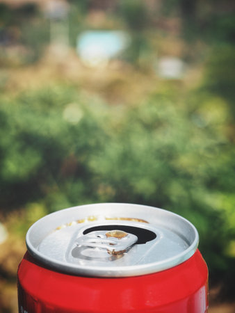 Close up of cola canの写真素材