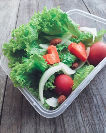 Fresh vegetable salad in the boxの写真素材