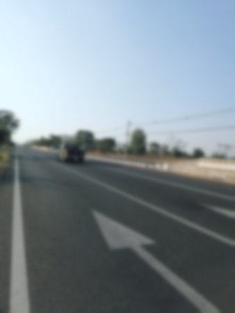 Blurred of car on the roadの写真素材