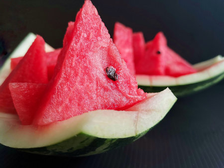 Watermelon summer fruit on black background