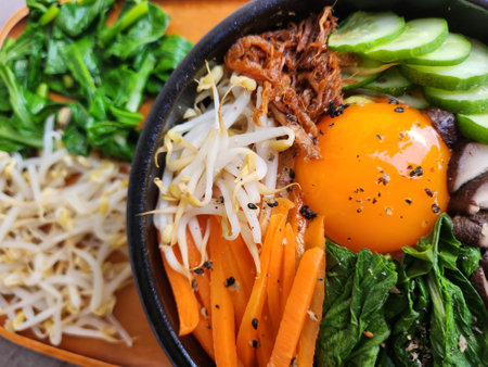 Bibimbap rice and vegetables Korean foodの写真素材