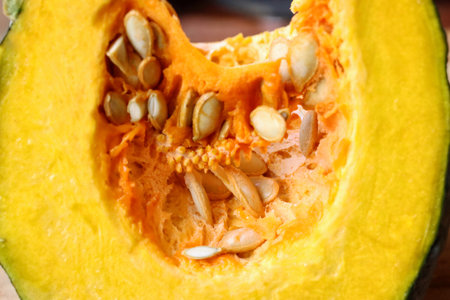 Close up of yellow pumpkinの写真素材