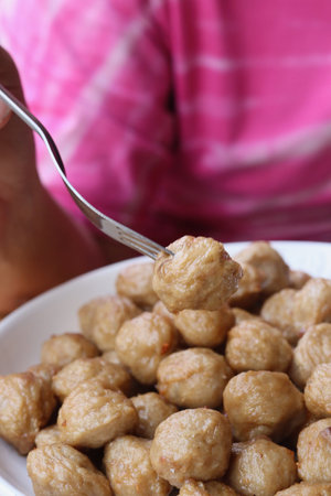 Close up of meatballs homemadeの写真素材