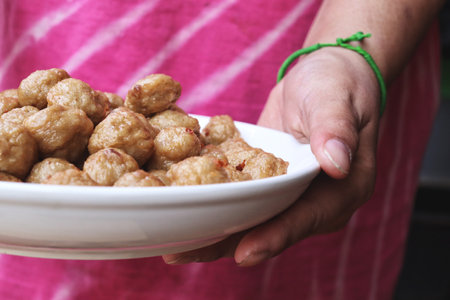 Close up of meatballs homemadeの写真素材