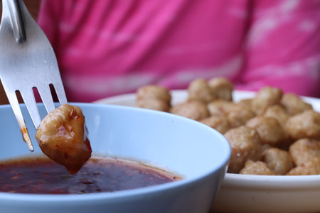 Close up of meatballs homemadeの写真素材