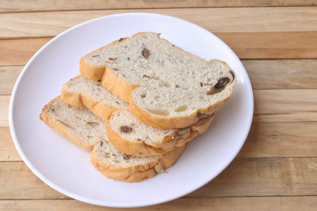 Sliced loaf bread and fruit breakfast food