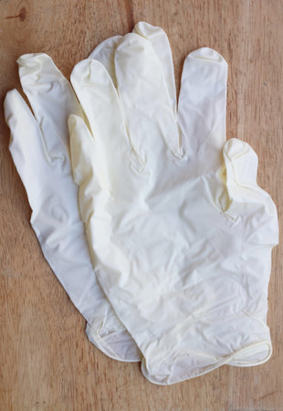 Close up of rubber gloves