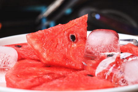 Fresh watermelon summer tropical fruit and icedの写真素材
