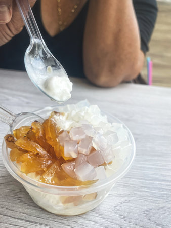 Coconut milk ice creamの写真素材