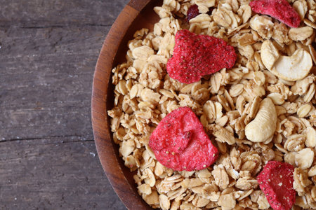 Granola and strawberry dried fruits
