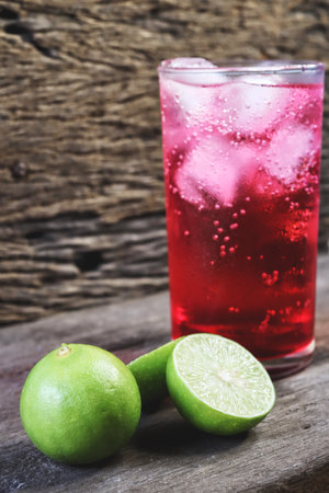 Red soda soft drink with iceの写真素材