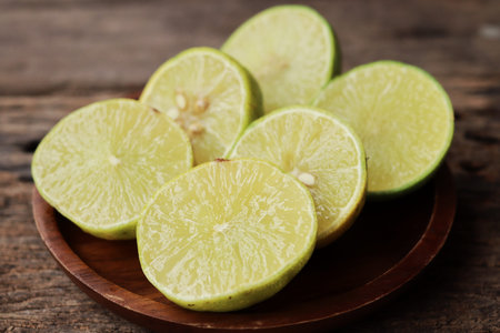 Close up of green lime summer fruit